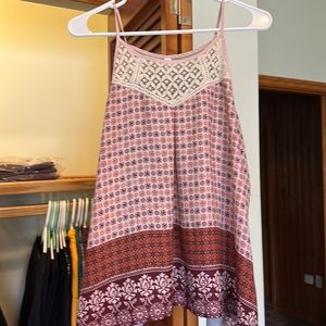 High collar printed tank top